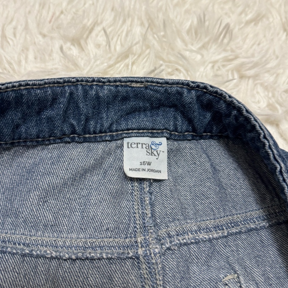 Terra & Sky Blue Midi Skirt Denim Midi Skirt Midi Jean Skirt - Picture 5 of 6